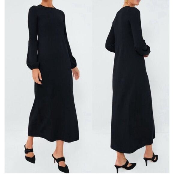 Pomander Place Tuckernuck Black Double Knit Lennox Sweater Maxi Dress XS NEW - Picture 1 of 9